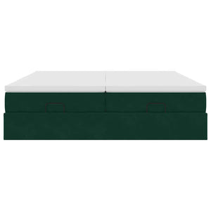 vidaXL Ottoman Bed with Mattresses Dark Green 160x200 cm Velvet