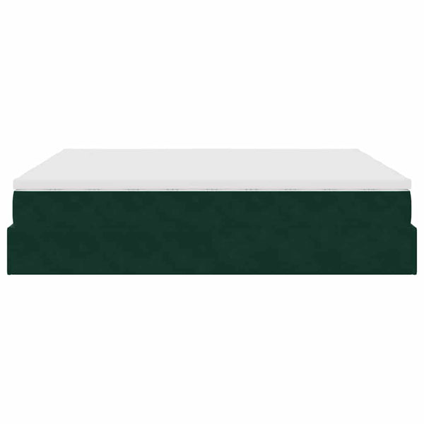 vidaXL Ottoman Bed with Mattresses Dark Green 160x200 cm Velvet
