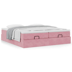 vidaXL Ottoman Bed with Mattresses Pink 160x200 cm Velvet