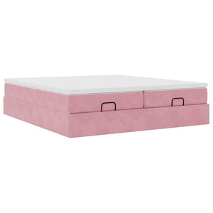 vidaXL Ottoman Bed with Mattresses Pink 160x200 cm Velvet