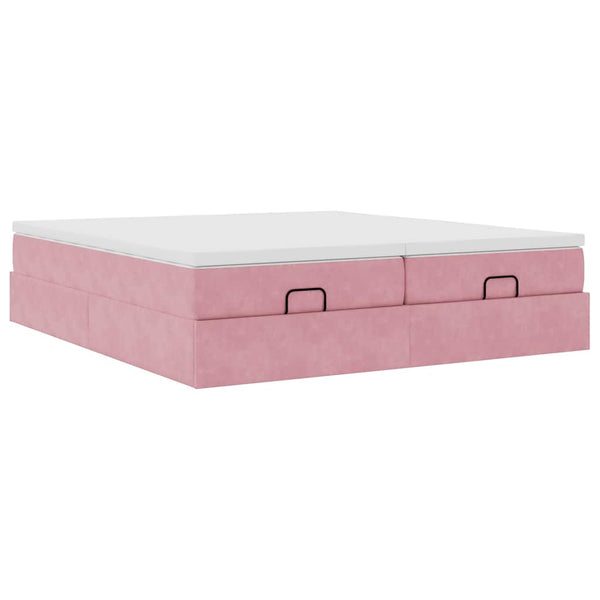vidaXL Ottoman Bed with Mattresses Pink 160x200 cm Velvet