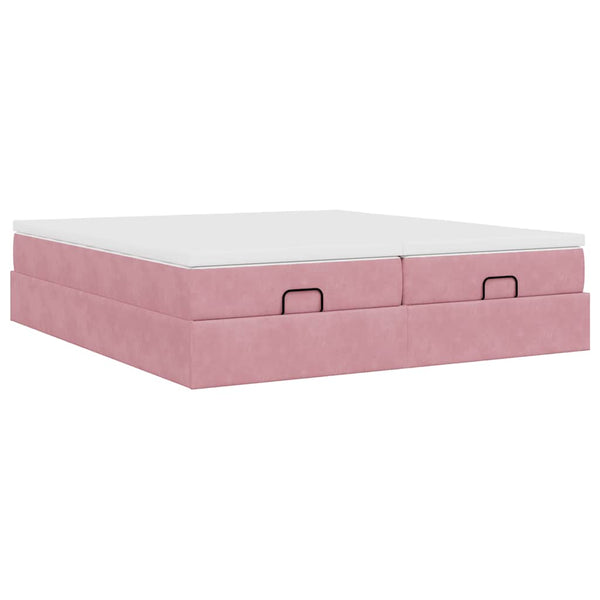 vidaXL Ottoman Bed with Mattresses Pink 160x200 cm Velvet