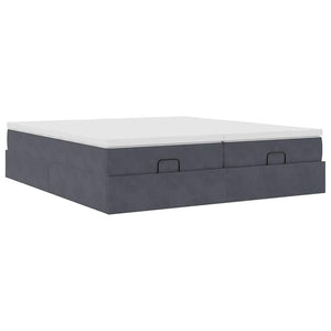 vidaXL Ottoman Bed with Mattresses Dark Grey 180x200 cm Velvet