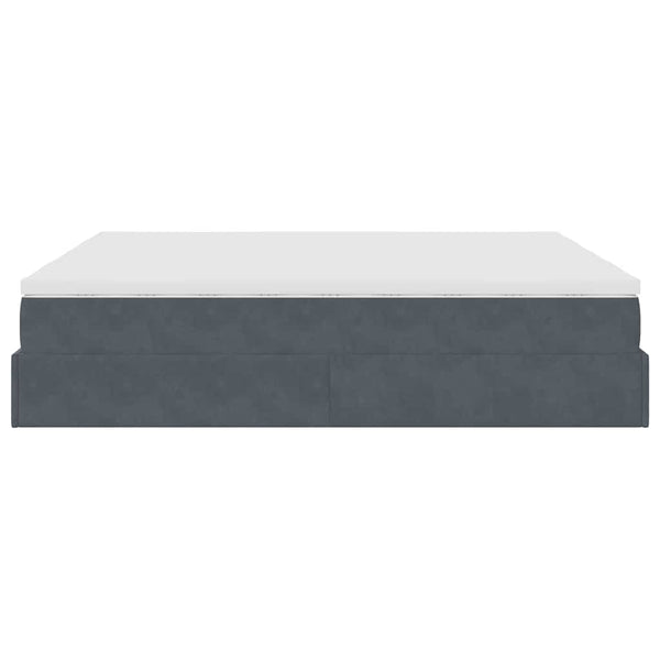 vidaXL Ottoman Bed with Mattresses Dark Grey 180x200 cm Velvet