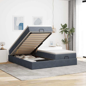 vidaXL Ottoman Bed with Mattresses Dark Grey 180x200 cm Velvet