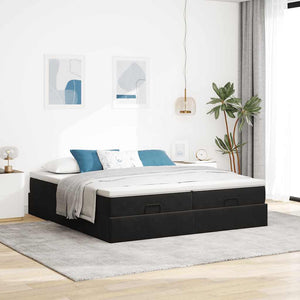 vidaXL Ottoman Bed with Mattresses Black 180x200 cm Velvet