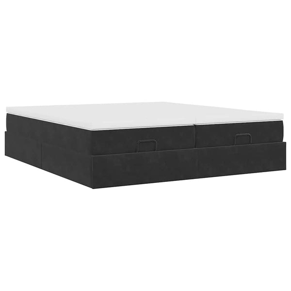 vidaXL Ottoman Bed with Mattresses Black 180x200 cm Velvet