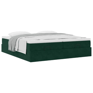 vidaXL Ottoman Bed with Mattresses Dark Green 180x200 cm Velvet