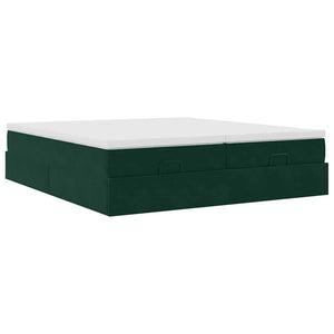 vidaXL Ottoman Bed with Mattresses Dark Green 180x200 cm Velvet