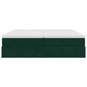 vidaXL Ottoman Bed with Mattresses Dark Green 180x200 cm Velvet