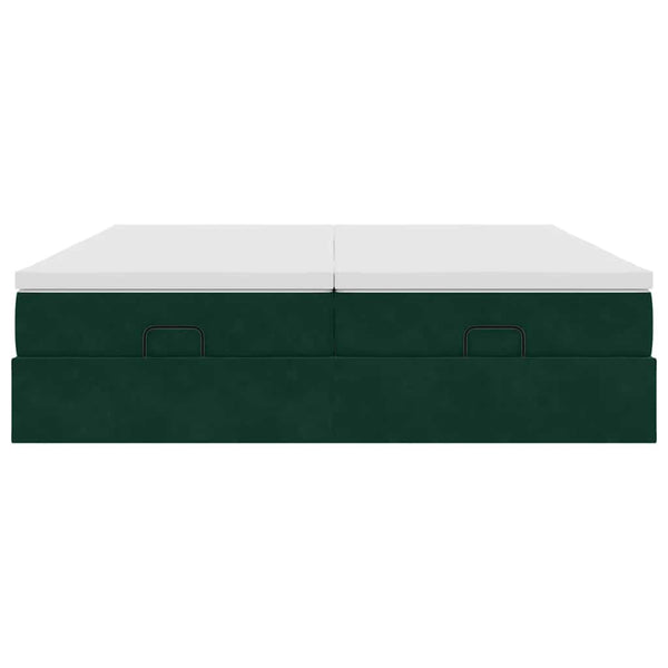 vidaXL Ottoman Bed with Mattresses Dark Green 180x200 cm Velvet