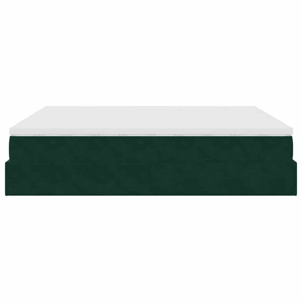 vidaXL Ottoman Bed with Mattresses Dark Green 180x200 cm Velvet