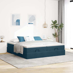 vidaXL Ottoman Bed with Mattresses Dark Blue 180x200 cm Velvet
