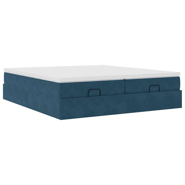 vidaXL Ottoman Bed with Mattresses Dark Blue 180x200 cm Velvet