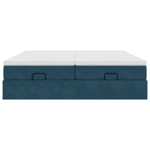 vidaXL Ottoman Bed with Mattresses Dark Blue 180x200 cm Velvet