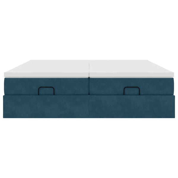 vidaXL Ottoman Bed with Mattresses Dark Blue 180x200 cm Velvet