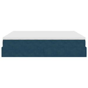 vidaXL Ottoman Bed with Mattresses Dark Blue 180x200 cm Velvet