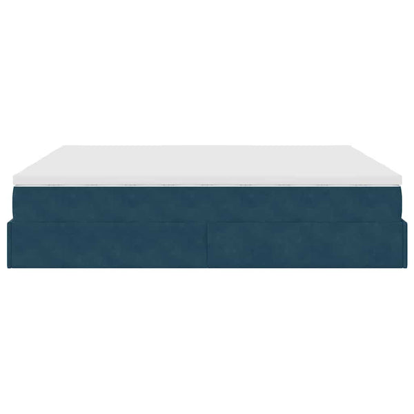 vidaXL Ottoman Bed with Mattresses Dark Blue 180x200 cm Velvet