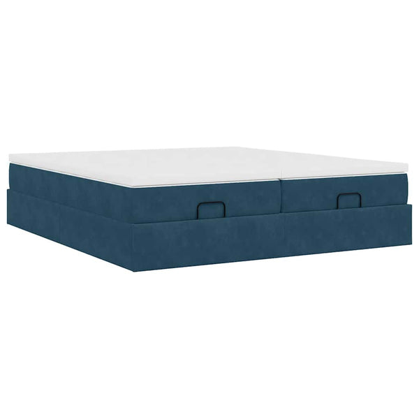 vidaXL Ottoman Bed with Mattresses Dark Blue 180x200 cm Velvet