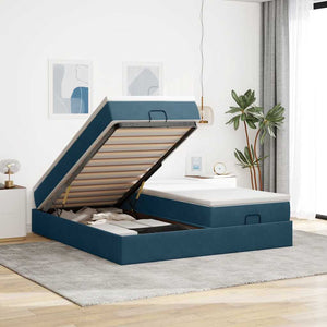 vidaXL Ottoman Bed with Mattresses Dark Blue 180x200 cm Velvet