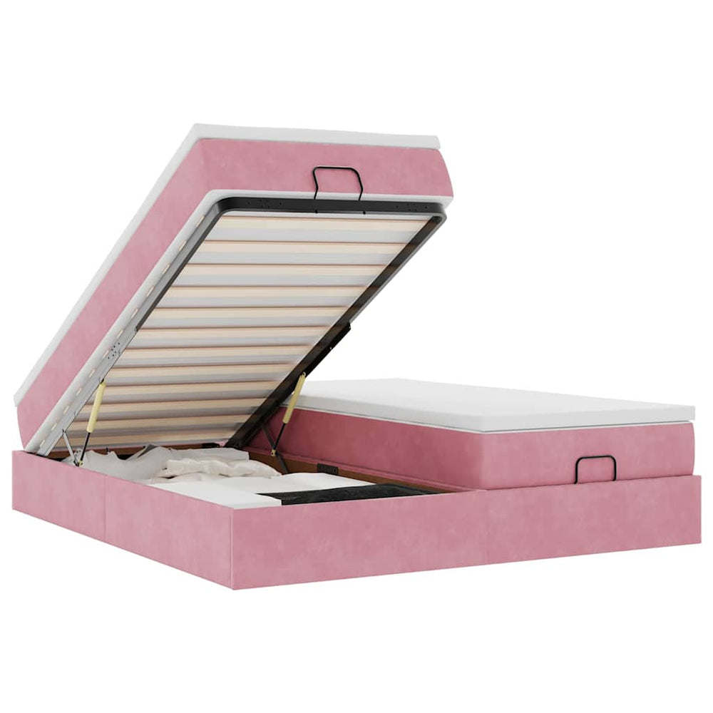vidaXL Ottoman Bed with Mattresses Pink 180x200 cm Velvet