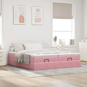 vidaXL Ottoman Bed with Mattresses Pink 180x200 cm Velvet