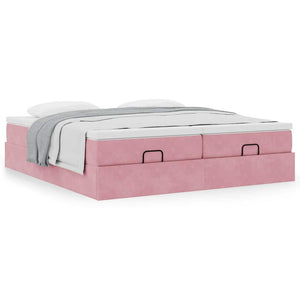 vidaXL Ottoman Bed with Mattresses Pink 180x200 cm Velvet