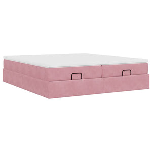 vidaXL Ottoman Bed with Mattresses Pink 180x200 cm Velvet