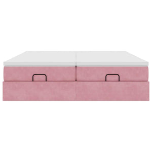 vidaXL Ottoman Bed with Mattresses Pink 180x200 cm Velvet