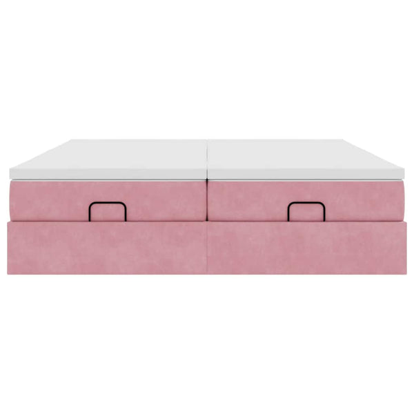 vidaXL Ottoman Bed with Mattresses Pink 180x200 cm Velvet