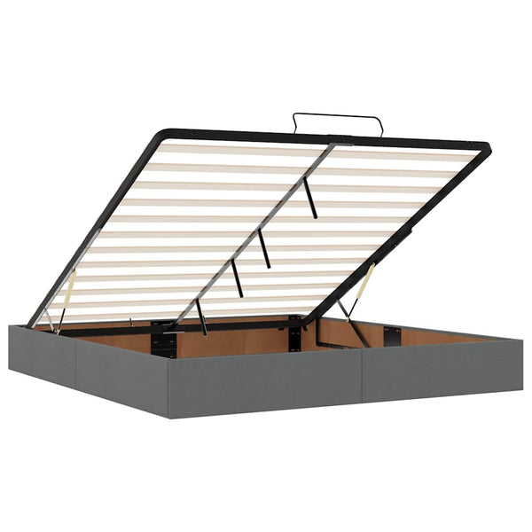 vidaXL Ottoman Bed with Mattress Dark Grey 200x200 cm Fabric