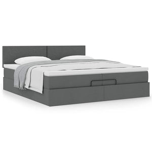 vidaXL Ottoman Bed with Mattress Dark Grey 200x200 cm Fabric