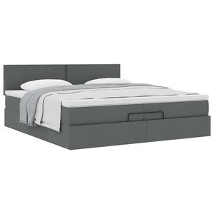 vidaXL Ottoman Bed with Mattress Dark Grey 200x200 cm Fabric