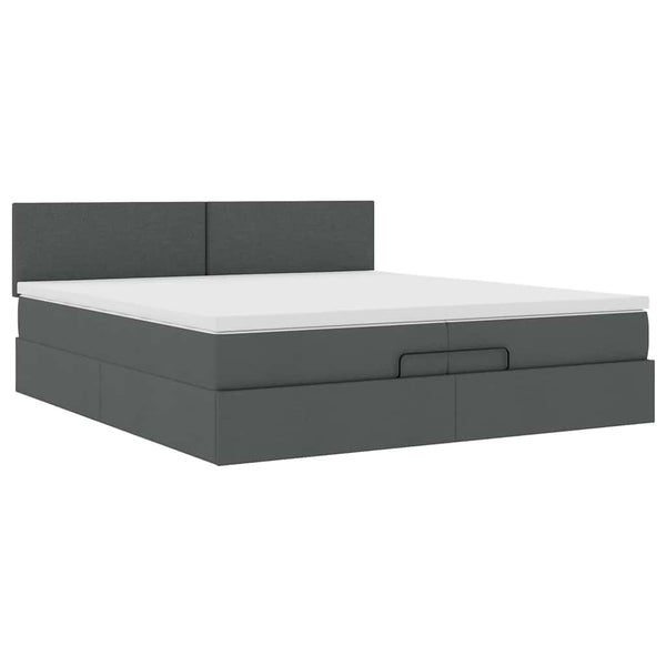 vidaXL Ottoman Bed with Mattress Dark Grey 200x200 cm Fabric