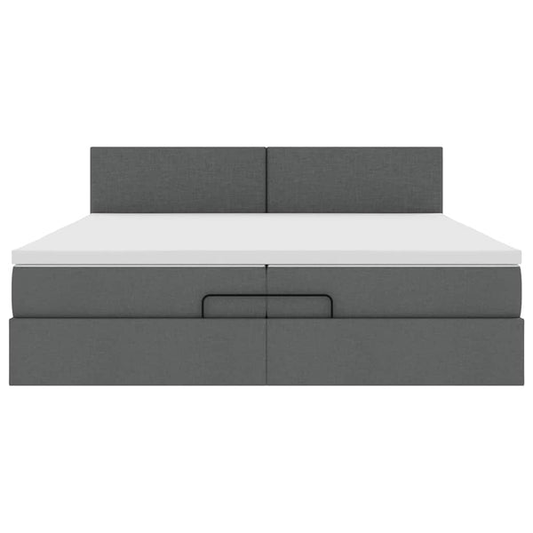 vidaXL Ottoman Bed with Mattress Dark Grey 200x200 cm Fabric