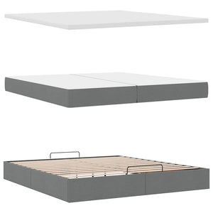 vidaXL Ottoman Bed with Mattress Dark Grey 200x200 cm Fabric
