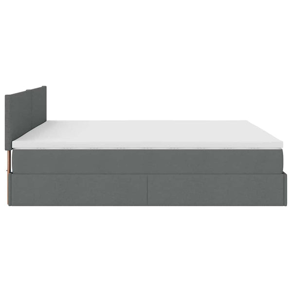 vidaXL Ottoman Bed with Mattress Dark Grey 200x200 cm Fabric