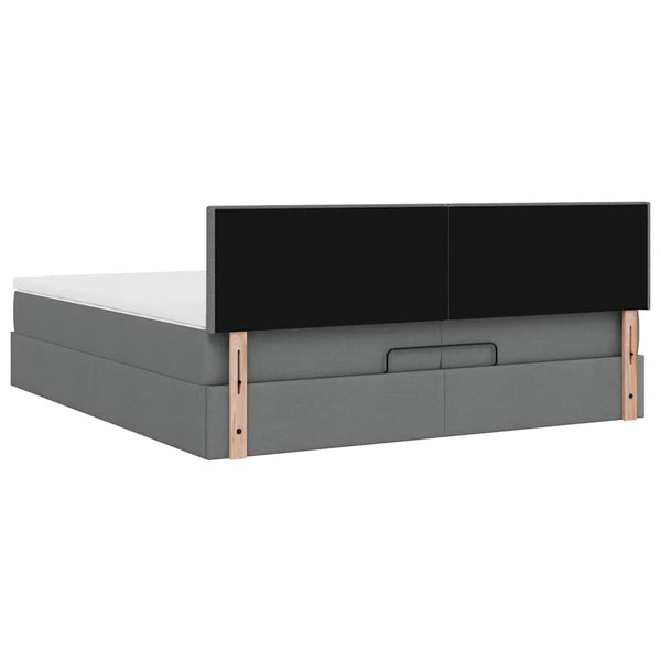 vidaXL Ottoman Bed with Mattress Dark Grey 200x200 cm Fabric
