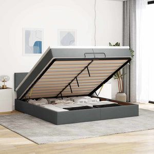 vidaXL Ottoman Bed with Mattress Dark Grey 200x200 cm Fabric