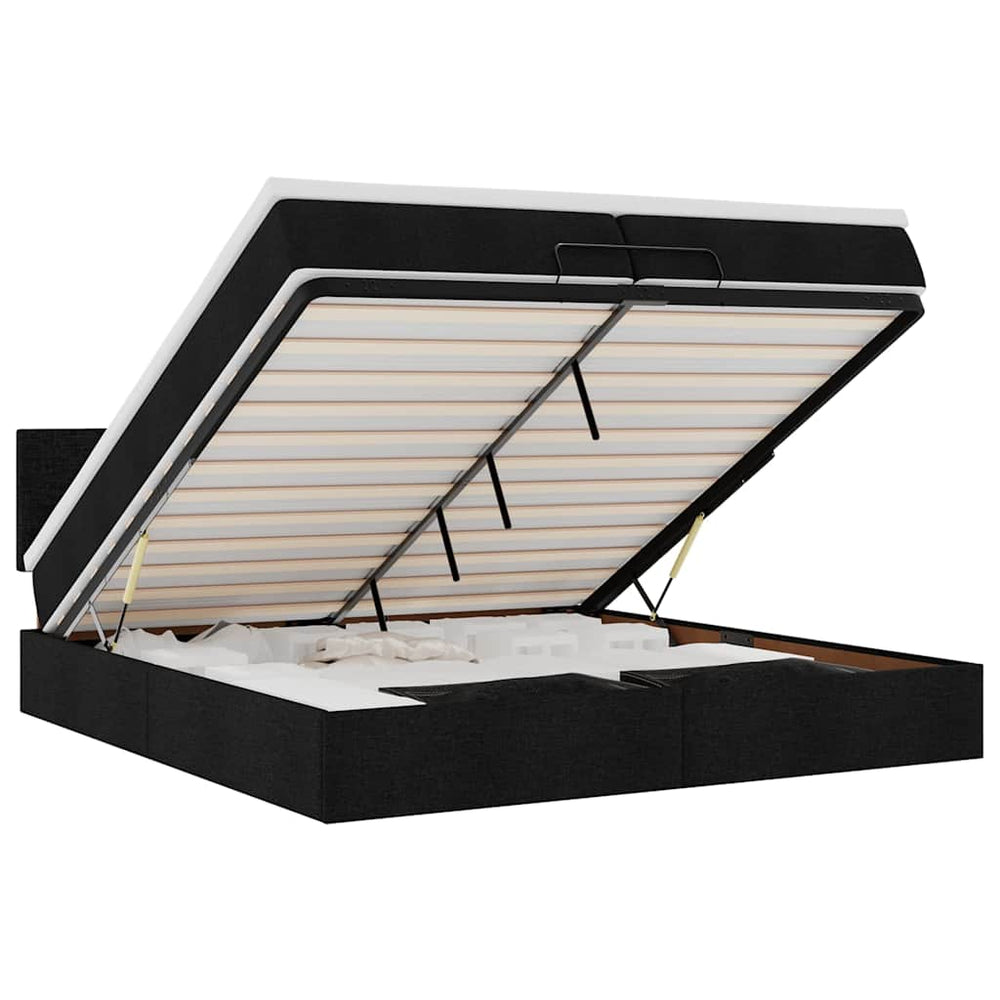 vidaXL Ottoman Bed with Mattress Black 200x200 cm Fabric