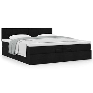 vidaXL Ottoman Bed with Mattress Black 200x200 cm Fabric