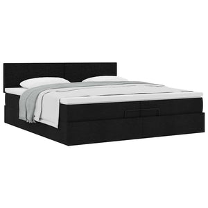 vidaXL Ottoman Bed with Mattress Black 200x200 cm Fabric