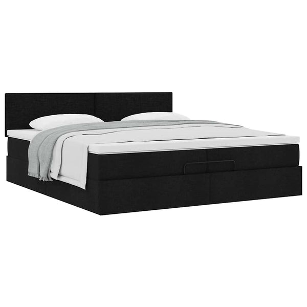 vidaXL Ottoman Bed with Mattress Black 200x200 cm Fabric
