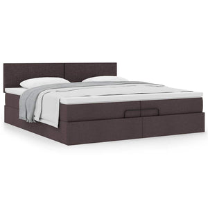 vidaXL Ottoman Bed with Mattress Dark Brown 200x200 cm Fabric