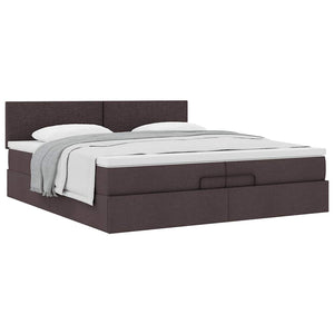 vidaXL Ottoman Bed with Mattress Dark Brown 200x200 cm Fabric