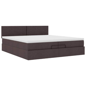vidaXL Ottoman Bed with Mattress Dark Brown 200x200 cm Fabric
