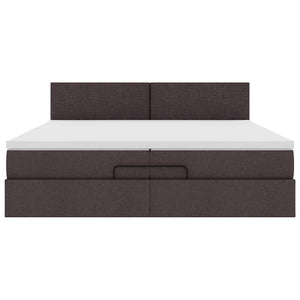 vidaXL Ottoman Bed with Mattress Dark Brown 200x200 cm Fabric