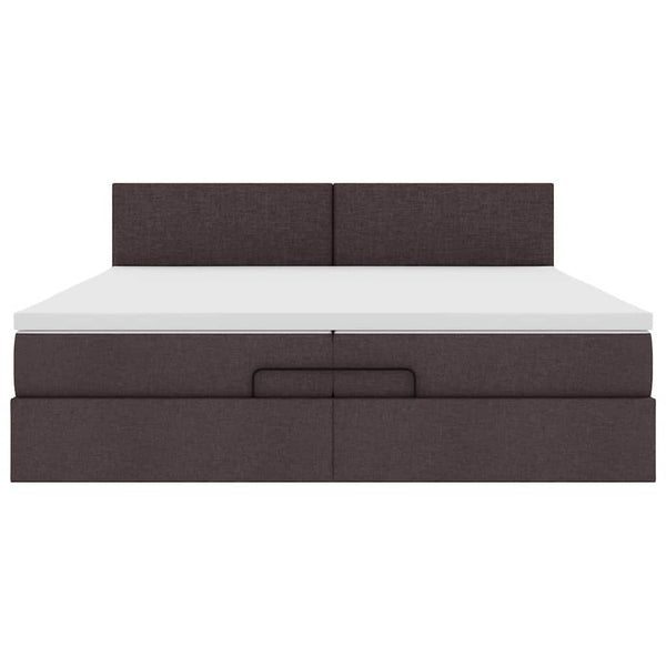 vidaXL Ottoman Bed with Mattress Dark Brown 200x200 cm Fabric