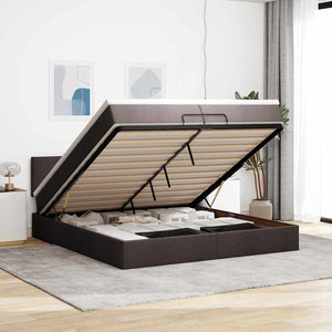 vidaXL Ottoman Bed with Mattress Dark Brown 200x200 cm Fabric