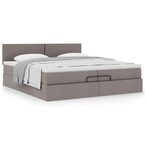 vidaXL Ottoman Bed with Mattress Taupe 200x200 cm Fabric